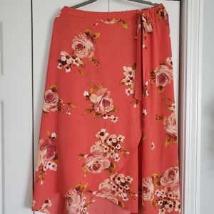 Floral High Low Skirt